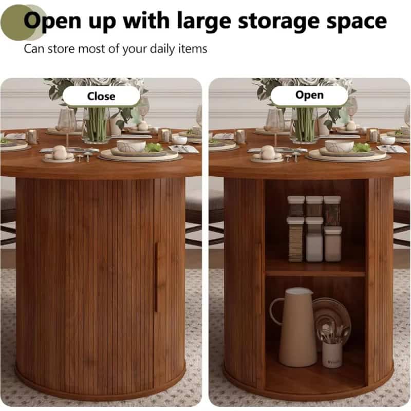 Stylish wooden storage cabinet with open and closed options, ideal for kitchen or dining room storage, offering a large space for daily items and enhancing room decor.