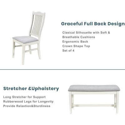 Comfortable white wooden chair with ergonomic back support, crown-shaped top, and soft cushions, ideal for dining and home decor.