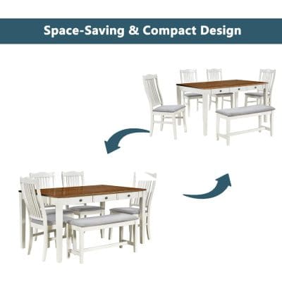 Versatile space-saving dining table with compact design, ideal for small kitchens or dining rooms, featuring white and wood finishes for modern home decor.