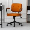 Stylish orange ergonomic office chair with adjustable height and swivel base, ideal for professional workspaces, study desks, and modern offices. Perfect for improved posture and comfort.