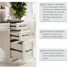High-quality white drawer storage with smooth sliding rails designed for durability and easy access for home or office organization.