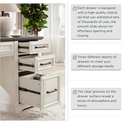 High-quality white drawer storage with smooth sliding rails designed for durability and easy access for home or office organization.