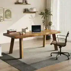 Stylish wooden office desk perfect for workspaces, home offices, and study areas. Features a spacious surface, sturdy construction, and minimalist design for optimal productivity and comfort.