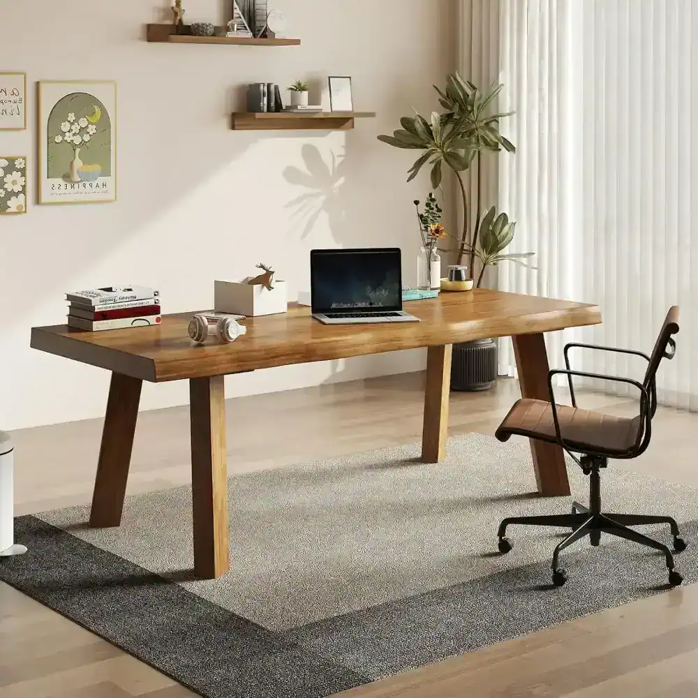 Stylish wooden office desk perfect for workspaces, home offices, and study areas. Features a spacious surface, sturdy construction, and minimalist design for optimal productivity and comfort.