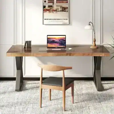 A stylish wooden desk perfect for home or office with sleek design, functional workspace, and contemporary appeal. Ideal for productivity and stylish decor.