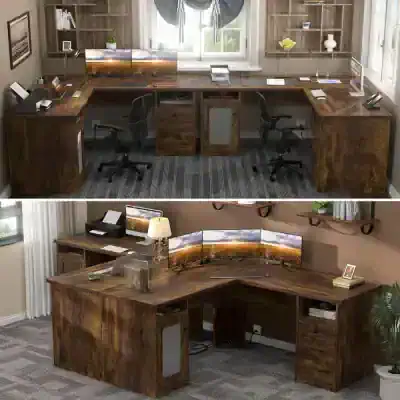 Elegant Wood Office Desk Sets for Professional Workspaces.