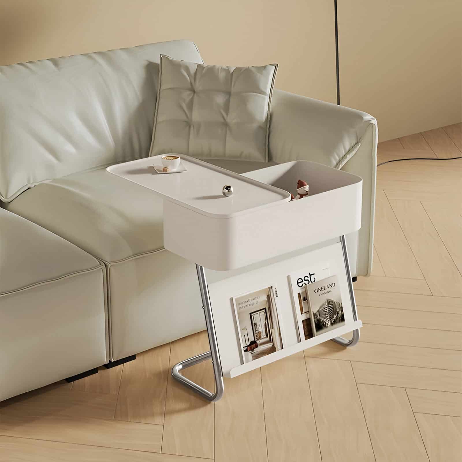 Oval Sofa Side Table with Removable Storage and Elegant Design - Image 4