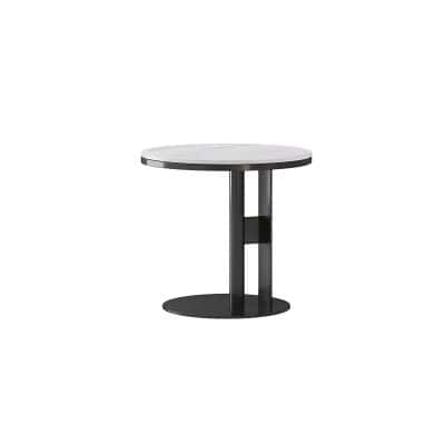 High-quality optometry display table with sleek black base and white tabletop, ideal for optical stores, eye clinics, and eyewear showcase setups, combining style and functionality.