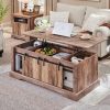 Stylish wooden coffee table with lift-top storage, perfect for living room organization, featuring hidden compartments for books, gadgets, and accessories.