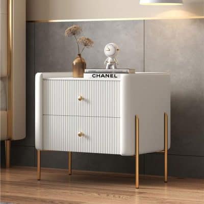 Stylish white sideboard with gold accents, ideal for home decor and storage, perfect for living rooms, bedrooms, or offices.