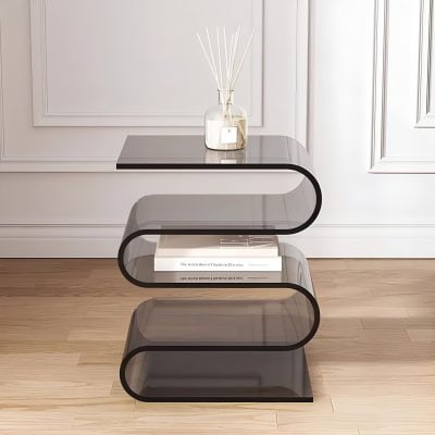 Stylish black glass layered side table at Monalisa Store, ideal for contemporary interior design and premium home decor solutions.