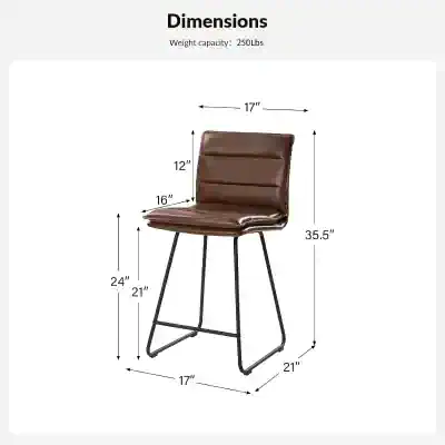Comfortable brown leather bar stool for home and commercial use with sturdy metal legs and adjustable height. Perfect for kitchens, bars, or cafes.