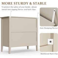 Optical store anti-tipping safety cabinet with back clips and anti-dumping device for secure optical storage.