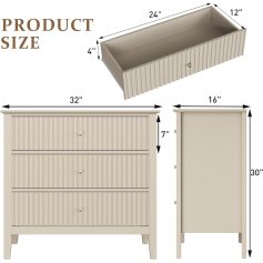 Durable beige storage with dimensions 24