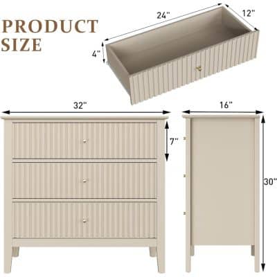 Durable beige storage with dimensions 24