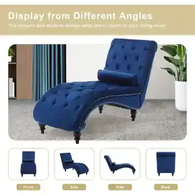 Elegant velvet chaise lounge chair for modern home decor and living rooms. Comfortable, stylish, and perfect for relaxation or upscale interior design.