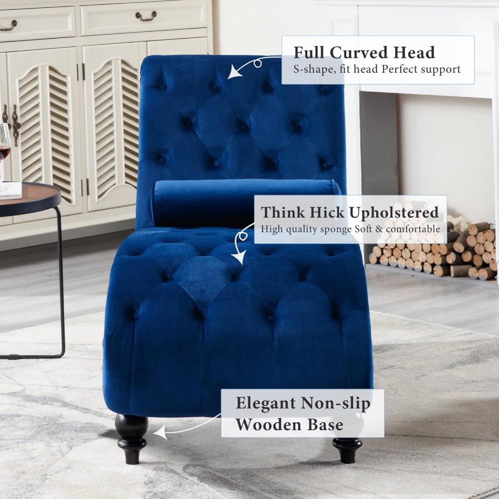 Velvet Button Tufted Lounge Chair with Pillow - Image 3