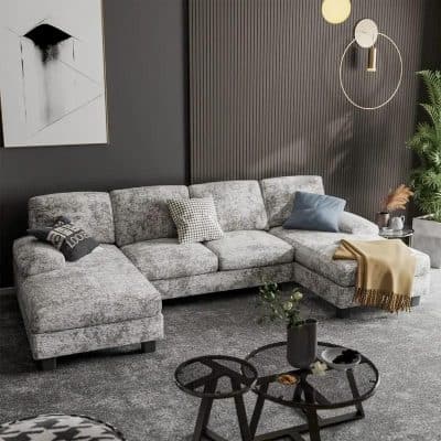 Elegant living room sofa with comfortable cushions and stylish throw pillows, perfect for a contemporary interior. Ideal for home, office, or medical waiting areas like Monalisa Store.