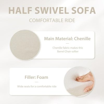 Elegant half swivel sofa with chenille fabric and foam filling, designed for comfortable seating and smooth, relaxing rides. Perfect for modern living room furniture and stylish home decor.