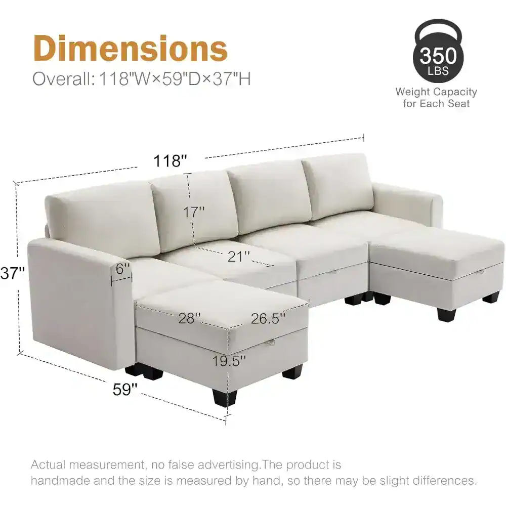 Comfortable white sectional sofa with plush cushions, modern design, ideal for home or office, featuring durable upholstery and customizable seating options.