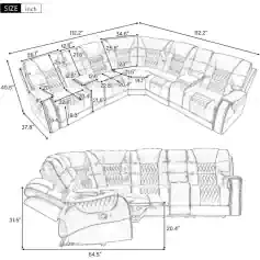 Comfortable sectional sofa for living room furniture design.