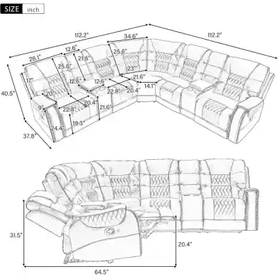 Comfortable sectional sofa for living room furniture design.