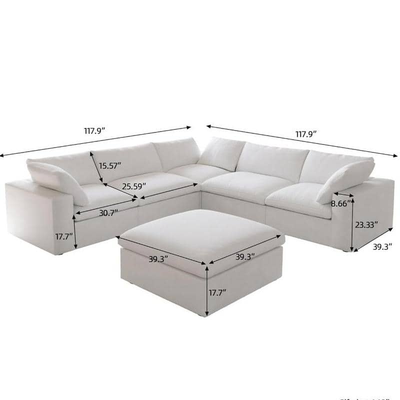 Cloud Modular Sectional Sofa with Deep Seats and Storage Ottomans - Image 6