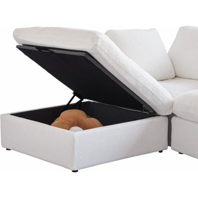 Versatile sofa with built-in storage compartment perfect for pillows, blankets, or pet beds, adding functionality and style to your living space.