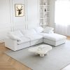 Elegant white sectional sofa with plush cushions, perfect for contemporary living rooms and stylish interior decor. Comfortable seating option for relaxing or entertaining guests.