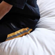 Close-up image of a man's casual outfit, focusing on soft clothing details, perfect for modern men's fashion and everyday comfort.