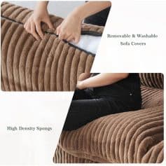 Removable, washable sofa cover with high-density sponging and plush corduroy fabric for comfort, durability, and easy cleaning. Perfect for home decor and furniture protection.
