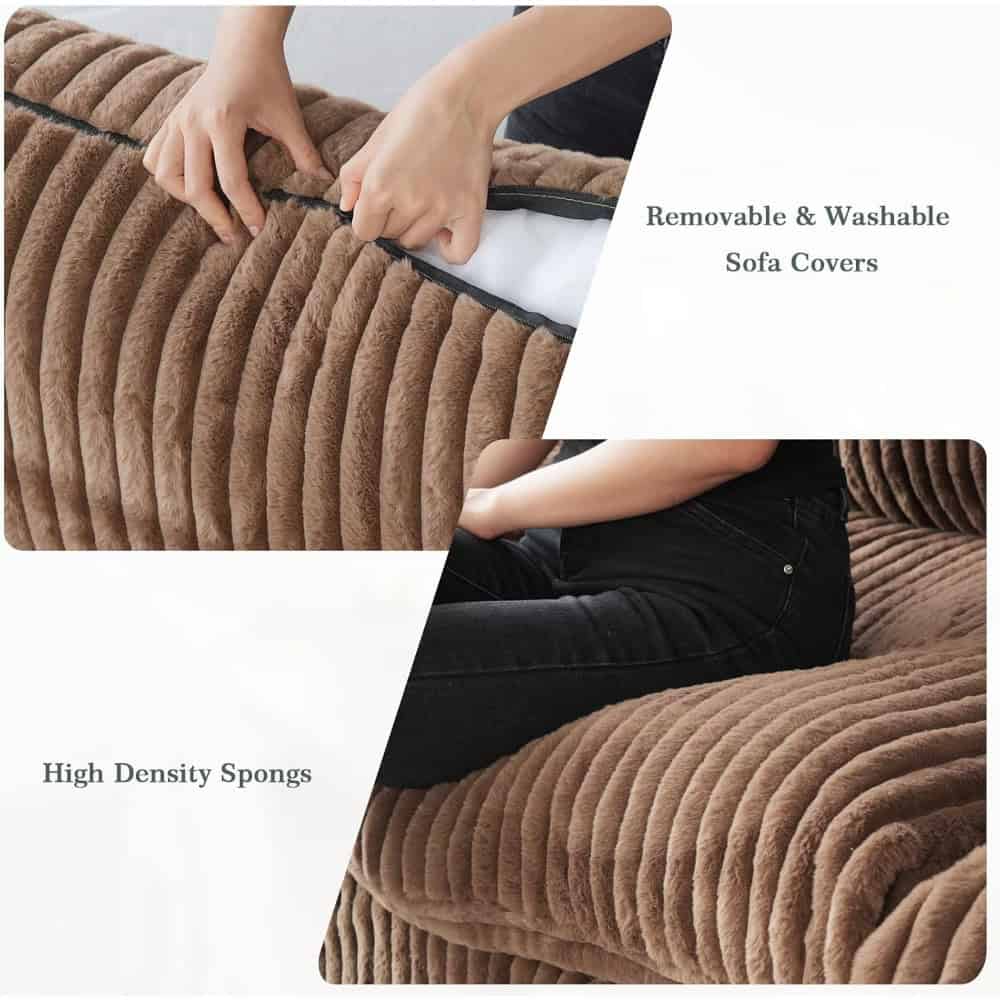 Removable, washable sofa cover with high-density sponging and plush corduroy fabric for comfort, durability, and easy cleaning. Perfect for home decor and furniture protection.
