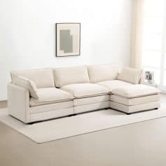 Comfortable beige sectional sofa for modern living rooms, perfect for relaxing and entertaining. High-quality upholstery offers durability and style. Ideal furniture for home comfort.