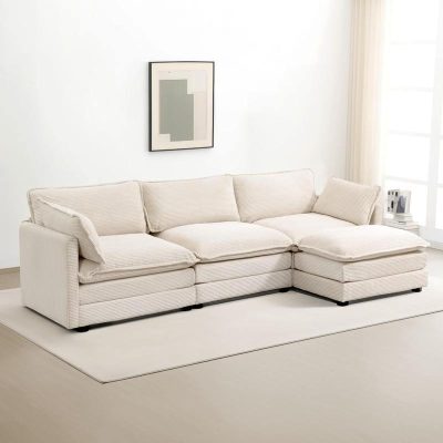 Comfortable beige sectional sofa for modern living rooms, perfect for relaxing and entertaining. High-quality upholstery offers durability and style. Ideal furniture for home comfort.
