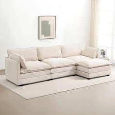 Alternative view of Oversized Modular Sectional Sofa with Movable Ottoman, 4-Seater L-Shaped Corduroy
