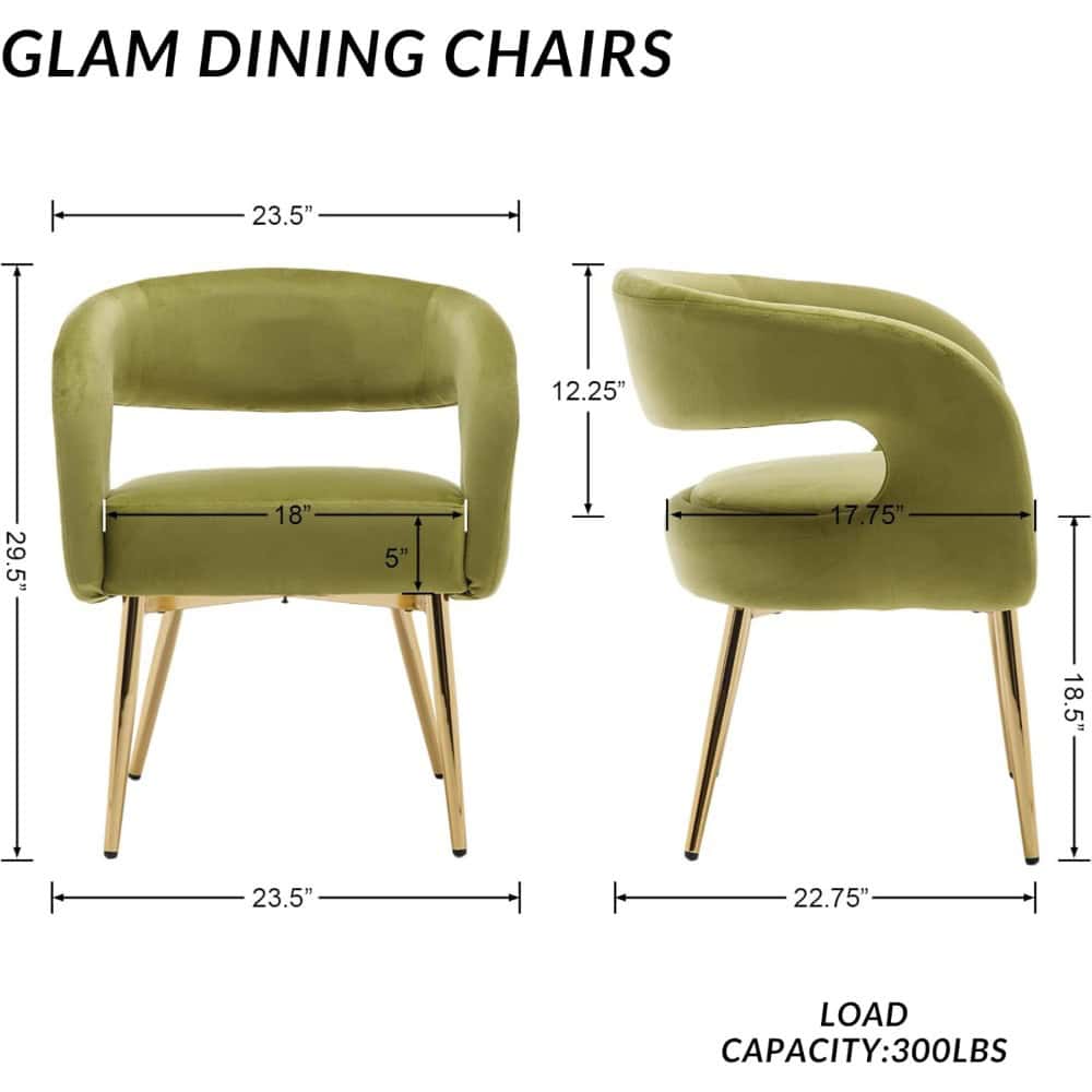 Luxurious velvet green dining chairs with modern gold legs, perfect for upscale home decor and stylish eateries. Comfortable, durable design ideal for dining rooms and contemporary interiors.