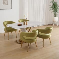 Elegant optometry clinic interior with contemporary seating and bright natural lighting.