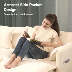 Comfortable sofa armrest with easy access for relaxation and reading; perfect for home or medical waiting rooms seeking ergonomic furniture solutions.