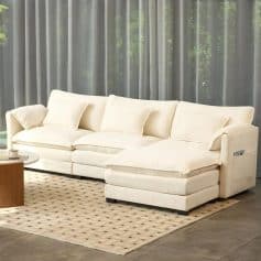 Elegant white sofa set with plush cushions, perfect for modern living rooms, available at Monalisa Store. High-quality furniture designed for comfort and style.
