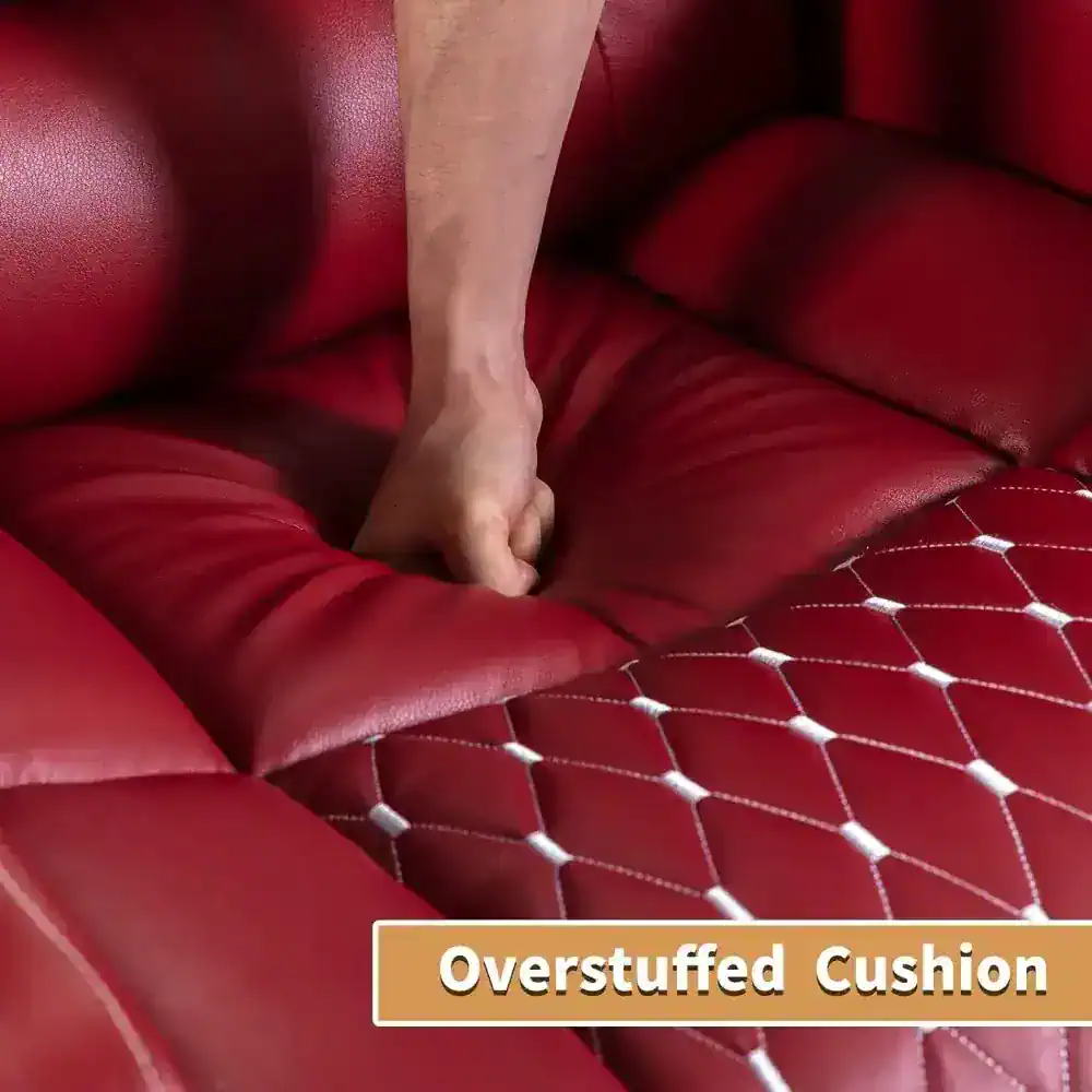 Luxurious red tufted cushion with a silky finish and quilted design, perfect for enhancing comfort and style in your living space. Ideal for home decor, offering plush softness and elegant appeal.