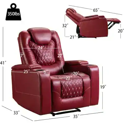 Luxurious red leather massage chair features adjustable reclining, built-in heating, and plush cushioning for ultimate comfort and relaxation. Perfect for home or spa use.