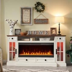 Alternative view of Rustic Fireplace TV Stand with 42" Electric Fireplace for 80-Inch TVs