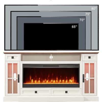 A sleek electric fireplace with built-in TV mount, perfect for enhancing your living room with warmth and entertainment setup. Features adjustable panel sizes for various TV dimensions.