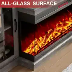 Modern all-glass electric fireplace for stylish home living spaces.