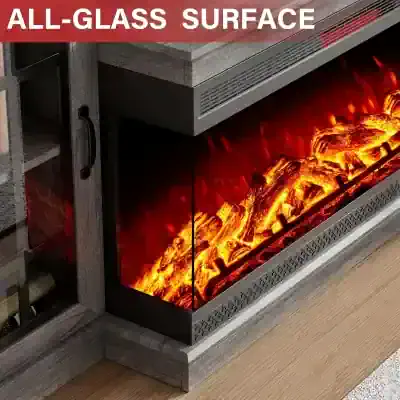 Modern all-glass electric fireplace for stylish home living spaces.