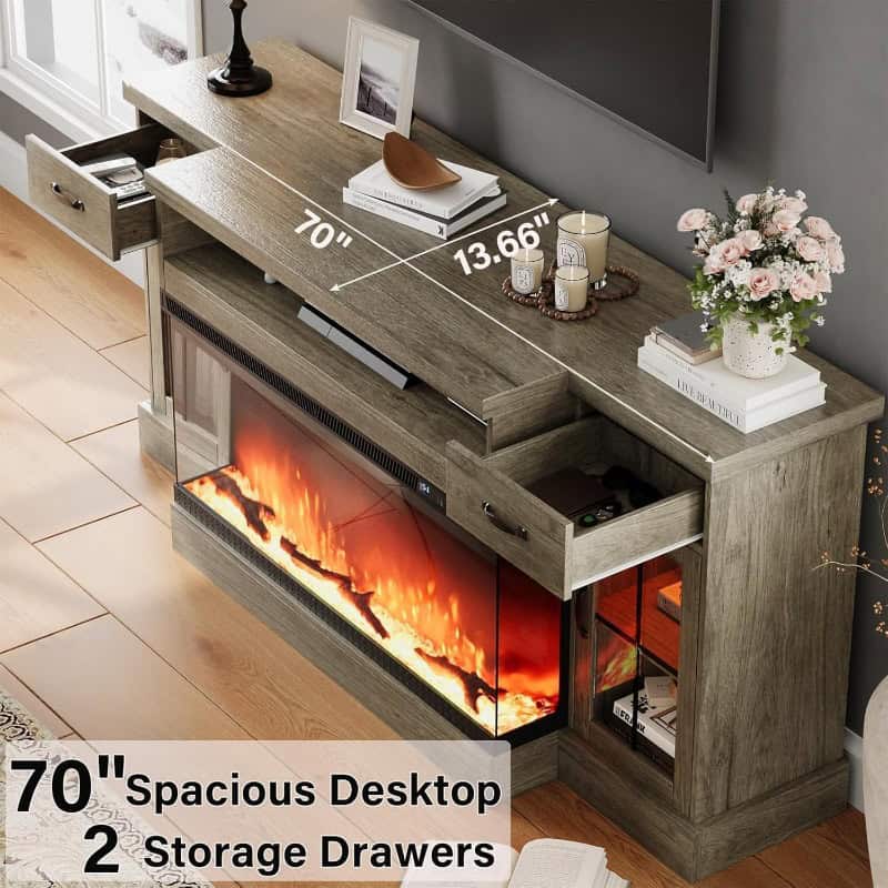 Farmhouse Fireplace TV Stand with 40" Electric Fireplace for 80" TV - Image 5