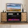 Elegant TV console with electric fireplace and modern decor for stylish living rooms.