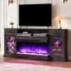 Elegant TV stand with integrated electric fireplace, perfect for living rooms, offering stylish storage and cozy ambiance. Ideal for modern home decor and entertainment setups.