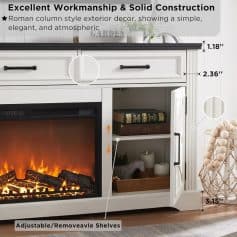 Elegant opt for living room decor with customizable shelves and a built-in electric fireplace. Perfect for a stylish and cozy ambiance.
