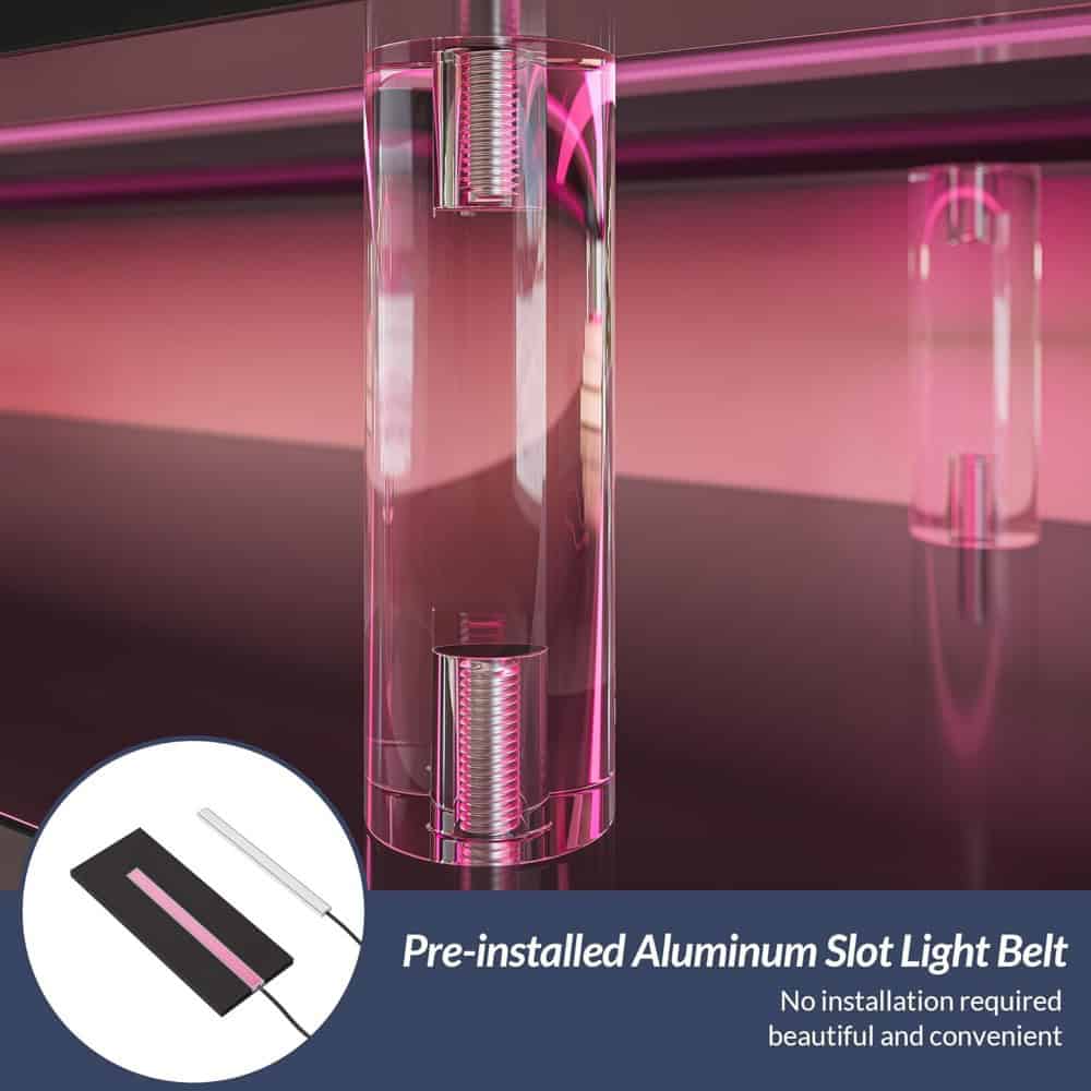 70" TV Stand with LED Lights, 36" Electric Fireplace, Storage Cabinet & USB AC - Image 6